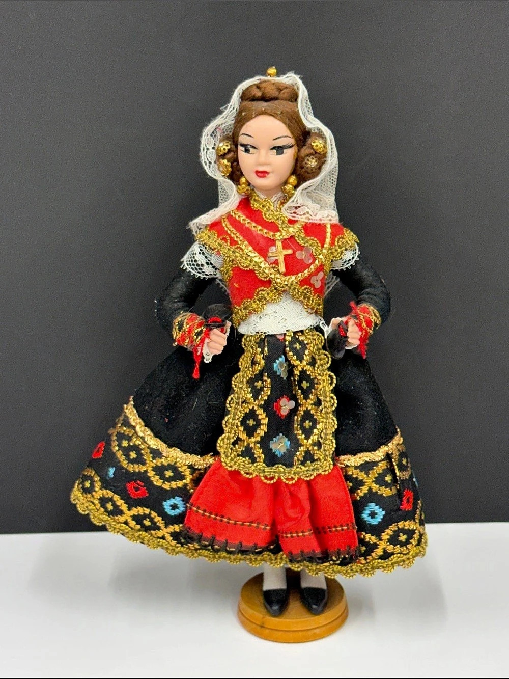 Vintage Beibi Spanish Regional Costume Doll 8.5” Castanets Made in Spain